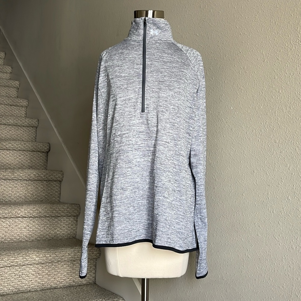 Under Armour Run Sz L (?) Heather Gray Long Sleeve 3/4 Zip Top